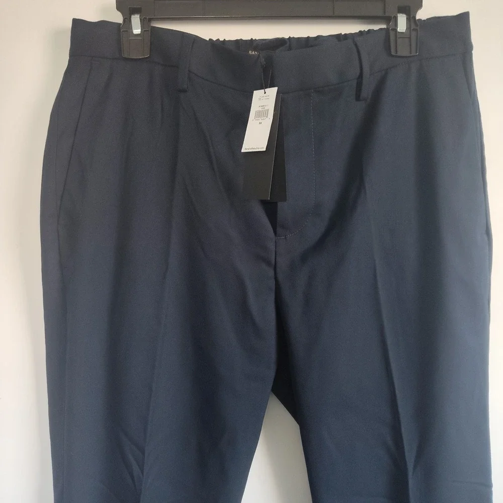 New Mens Banana Republic‎ Pants Size 33 Navy Trousers Drawstring Waist Black